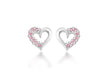 Sterling Silver Pink Zirconia  Open-Heart Stud Earrings