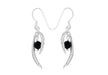 Sterling Silver Onyx Wishbone Drop Earrings 