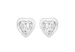 Sterling Silver White Zirconia Heart Stud Earrings 