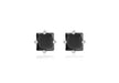 Sterling Silver Black Square Zirconia  Set Stud Earrings