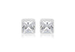 Sterling Silver White Zirconia Square Stud Earrings