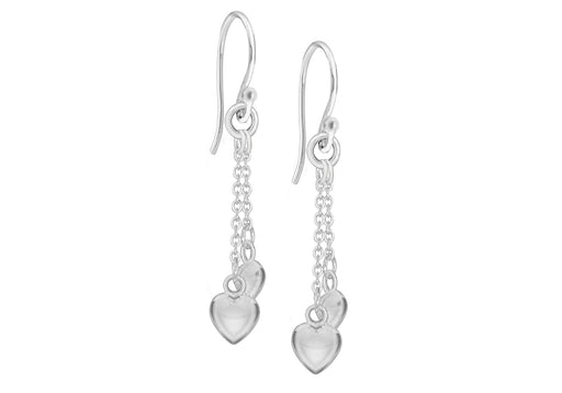 Sterling Silver Heart & Chain Tassel Drop Earrings