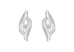Sterling Silver Rhodium Plated 0.02t Diamond 5mm x 15mm Crossover Stud Earrings