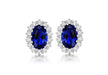 Sterling Silver Blue & White Stone Set Cluster Earrings 