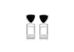 Sterling Silver Rhodium Plated 0.2t Diamond and Onyx Stud Earrings
