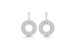 Sterling Silver White Stone Set Circle Drop Stud Earrings 