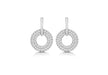Sterling Silver White Stone Set Circle Drop Stud Earrings