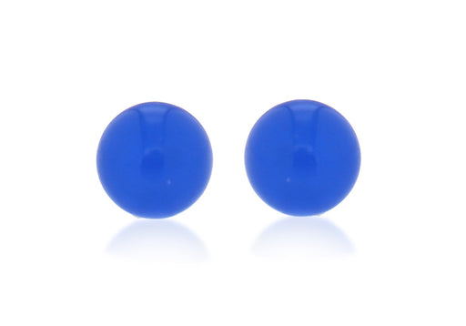 Sterling Silver Dark Blue Bead Ball Stud Earrings