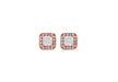 Sterling Silver Rose Gold Plated Zirconia Square Stud Earrings