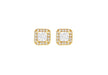 Sterling Silver Yellow Gold Plated Zirconia  Square Stud Earrings