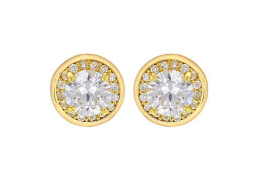 Gold Plated Sterling Silver Zirconia Halo Earrings
