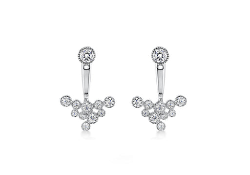 Sterling Silver Rhodium Plated White Zirconia  15mm x 21.5mm Jacket Earrings