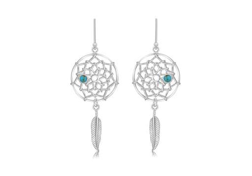 Sterling Silver Turquoise Set ather Drop Earrings