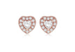 Sterling Silver Rose Gold Plated Zirconia  6.3mm x 6.2mm Heart Stud Earrings