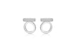 Sterling Silver Rhodium Plated White Zirconia  Set Circle & Bar Stud Earrings