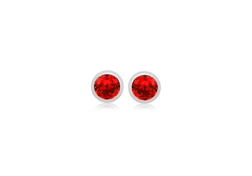 Sterling Silver Light Red 3mm Zirconia  January Birthstone Stud Earrings