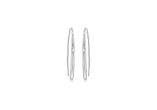 Sterling Silver Zirconia  Stone Set Bar Hook Earrings