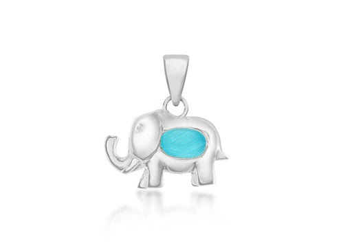 Sterling Silver Blue Cat's Eye Elephant Pendant