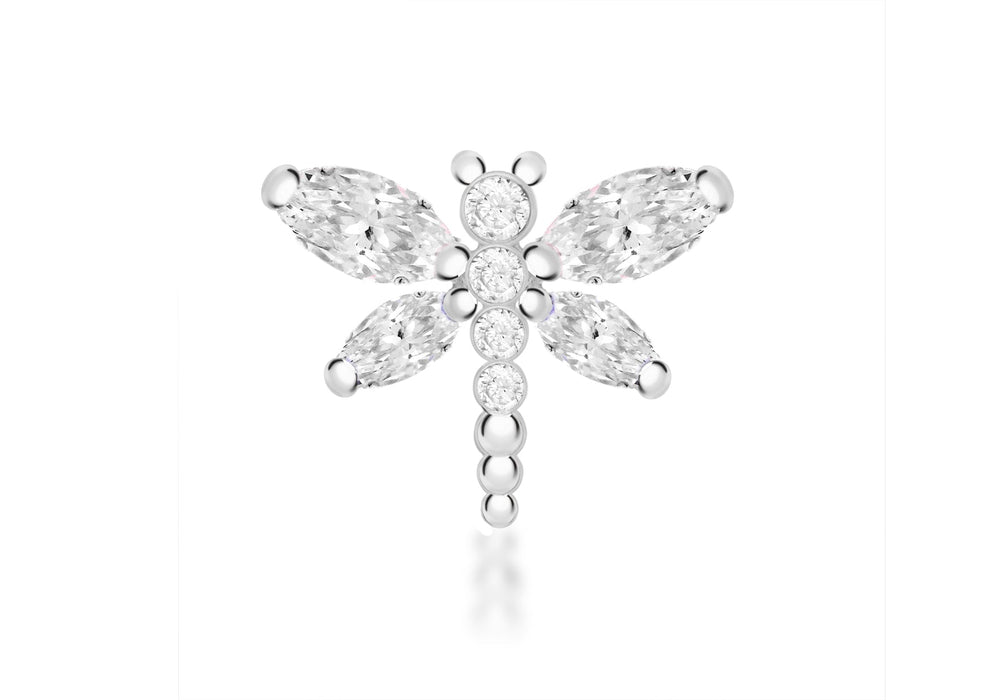 Sterling Silver White Zirconia Dragonfly Pendant