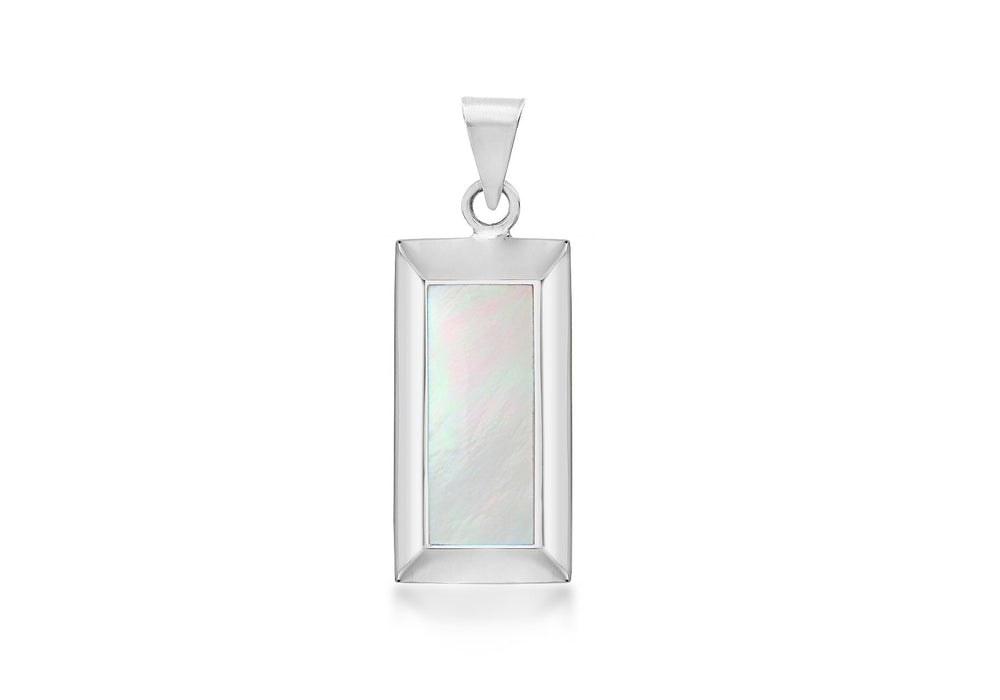 Sterling Silver Large Rectangular Mother of Pearl Pendant