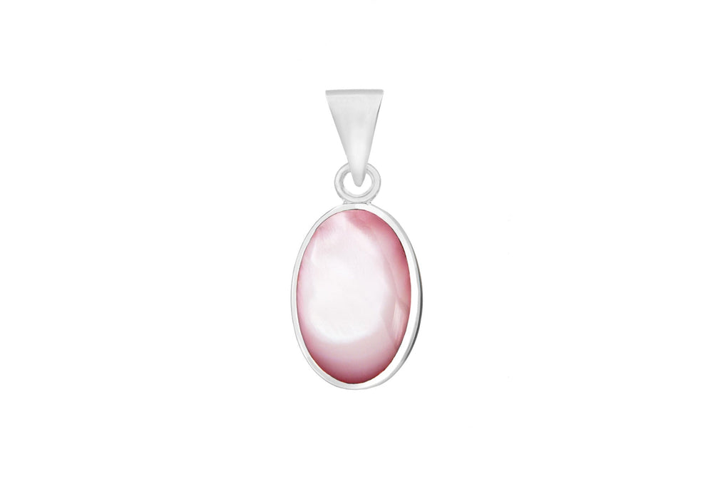 Sterling Silver Pink Mother of Pearl Oval Pendant