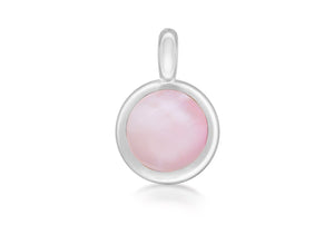 Sterling Silver Round Pink Mother of Pearl Pendant