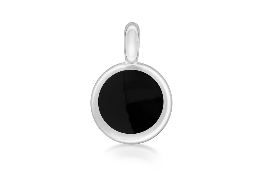 Sterling Silver Round Onyx Pendant