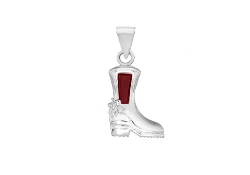 Sterling Silver Red Zirconia  Boot Pendant