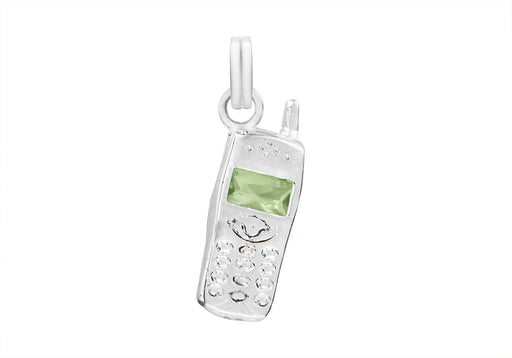 Sterling Silver Green Zirconia  Mobile Phone Charm Pendant
