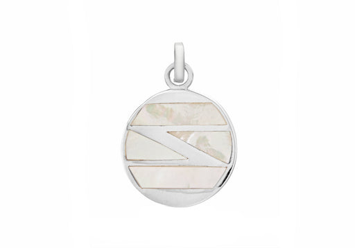Sterling Silver White Mother of Pearl and Zirconia  Round Pendant