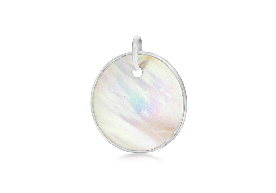 Sterling Silver Small Round Mother of Pearl Pendant