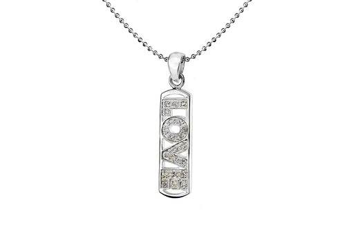 Sterling Silver Rectangular Zirconia  'Love' Pendant Necklace  41m/16"9