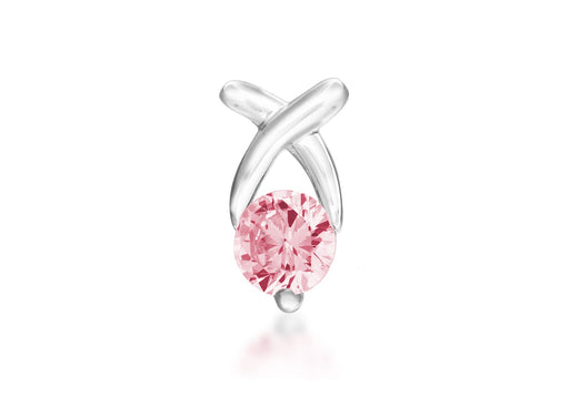 Sterling Silver Pink Zirconia  Stone Kiss Pendant