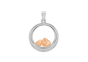 Sterling Silver Two-Tone Circle Heart Pendant 