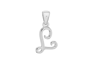 Sterling Silver Rhodium Plated 0.005t Diamond 'L' Initial Pendant