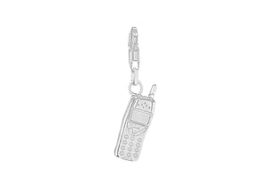 Sterling Silver Mobile Phone Lobster Clasp Charm Pendant 
