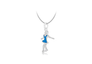 Sterling Silver Doll Blue Crossover Turn Pendant