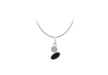 Sterling Silver Rhodium Plated Diamond and Onyx Pendant