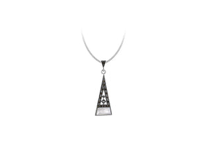 Sterling Silver Marcasite and Mother of Pearl Triangle Pendant