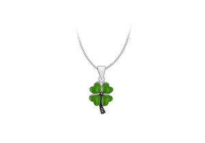 Sterling Silver Marcasite and Enamel 'Four Leaf CClover' Pendant