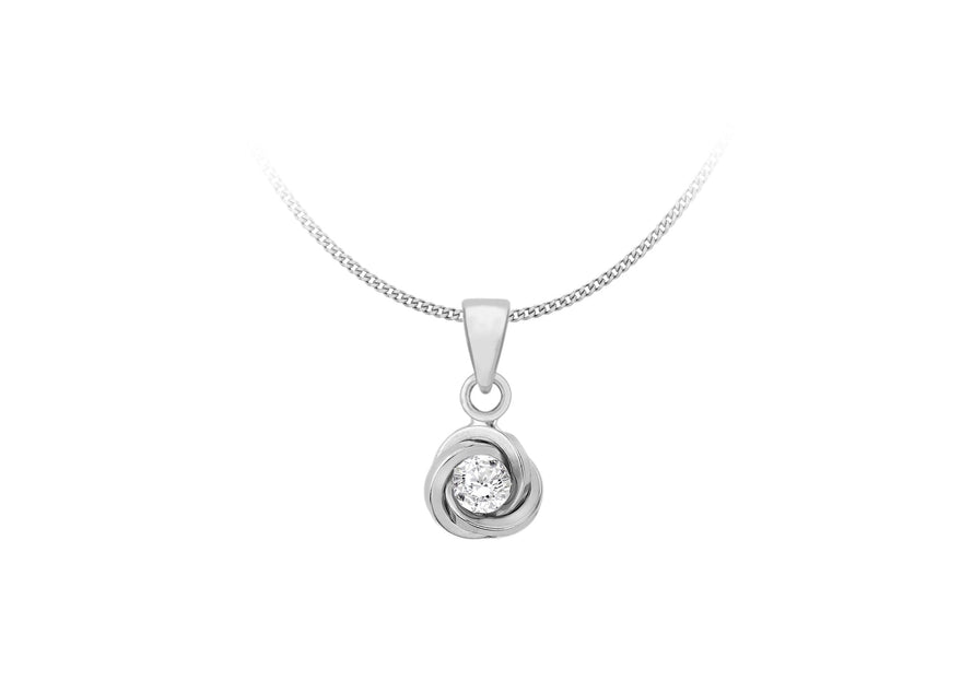 Sterling Silver Zirconia  8mm x 6mm Knot Pendant