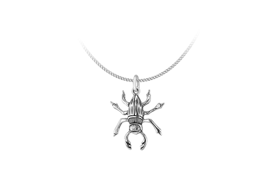 Sterling Silver Oxidised  Stag Beetle Pendant