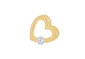 Sterling Silver Yellow Gold Plated Zirconia  Stone Set Floating Heart Pendant