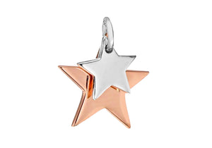 Sterling Silver & Rose Gold Plated Double Star Pendant 