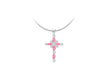 Sterling Silver Pink and White Zirconia  Ornate Cross Pendant