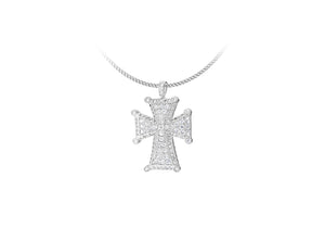 Sterling Silver Gothic Style Zirconia Cross Pendant