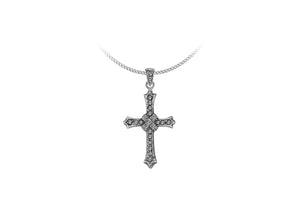 Sterling Silver Marcasite Gothic Cross Pendant