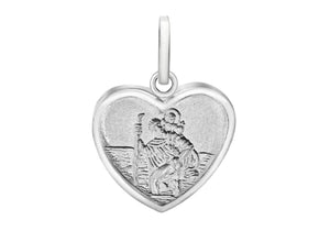 Sterling Silver St Christopher Heart Pendant