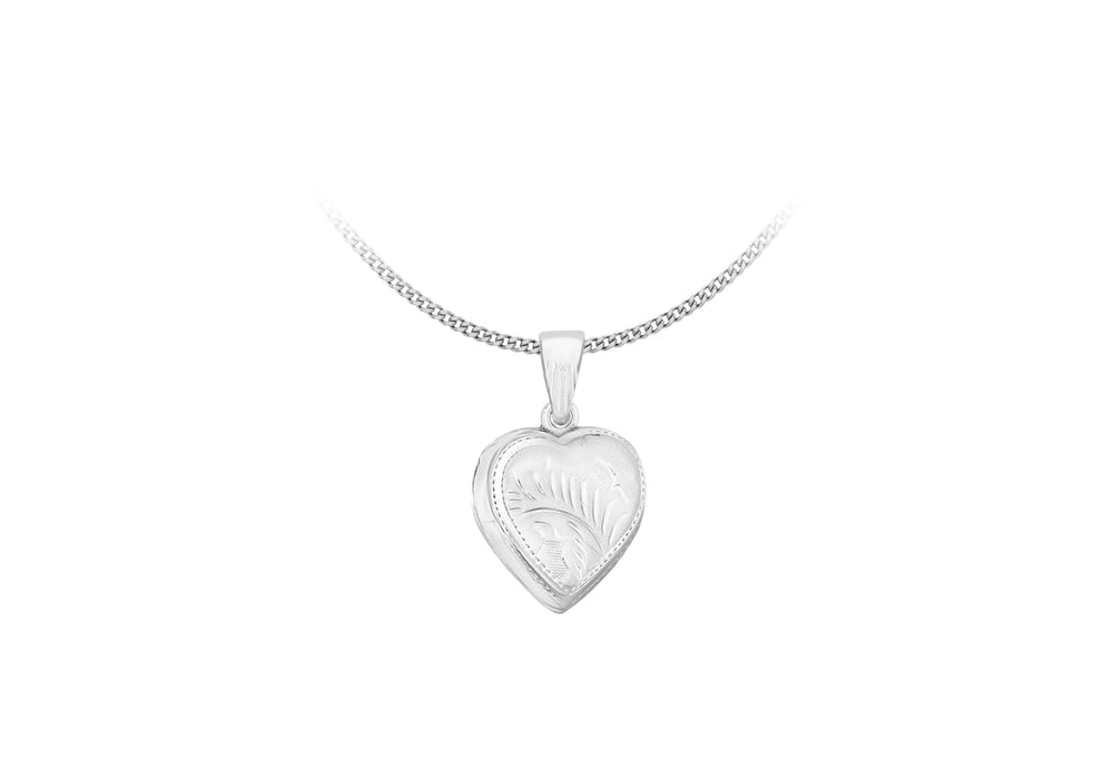 Sterling Silver 18mm x 26mm Engraved Heart Locket
