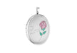 Sterling Silver Etched  'Love' and Rose Oval Locket